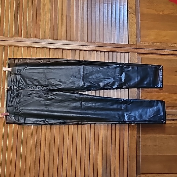 Shinestar black vegan leather pants not worn Size XL washable high rise - Picture 7 of 11